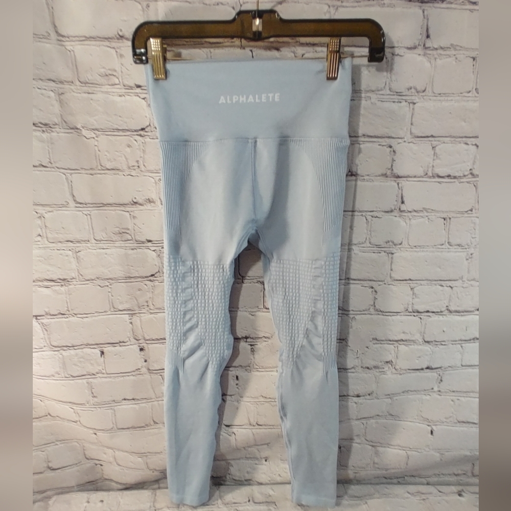 Alphalete Aero Compression Moto Blue Leggings M Gem